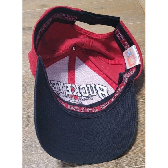 Vintage 90s Ohio State Buckeyes Hat Cap Strapback Red Embroidered OSU Sweatband - Picture 4 of 6